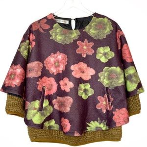 Mixed Media Swing Top Floral Knit